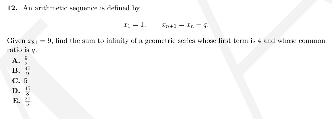 TMUA Geometric sequences & series question