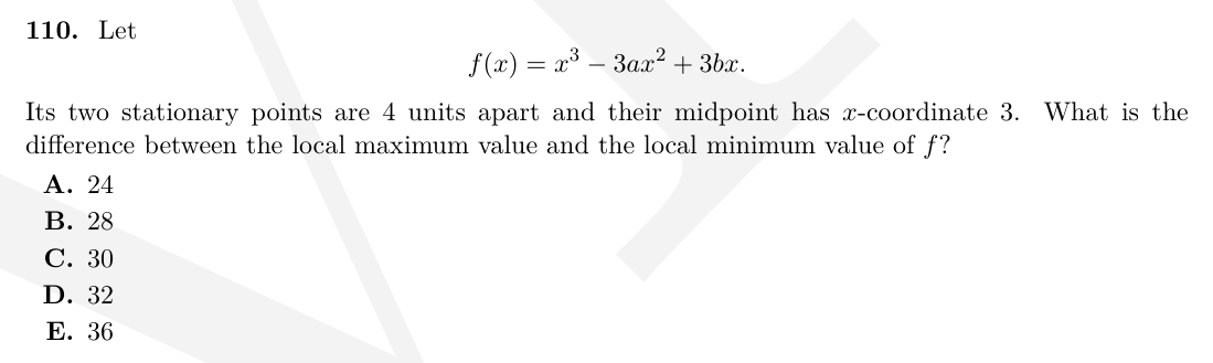 TMUA Stationary points & optimisation question