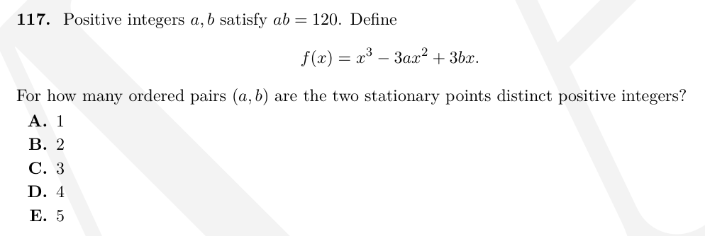 TMUA Stationary points & optimisation question