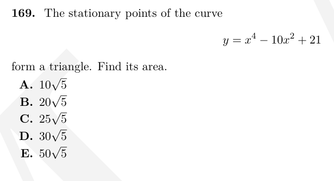 TMUA Stationary points & optimisation question