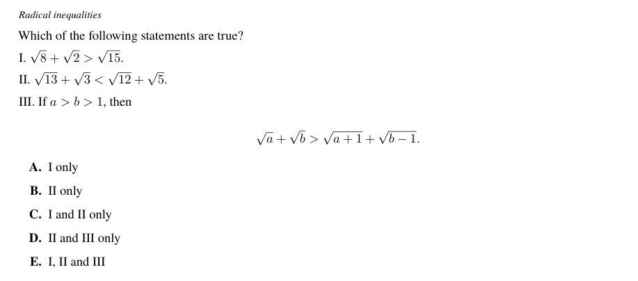 TMUA Radical inequalities question