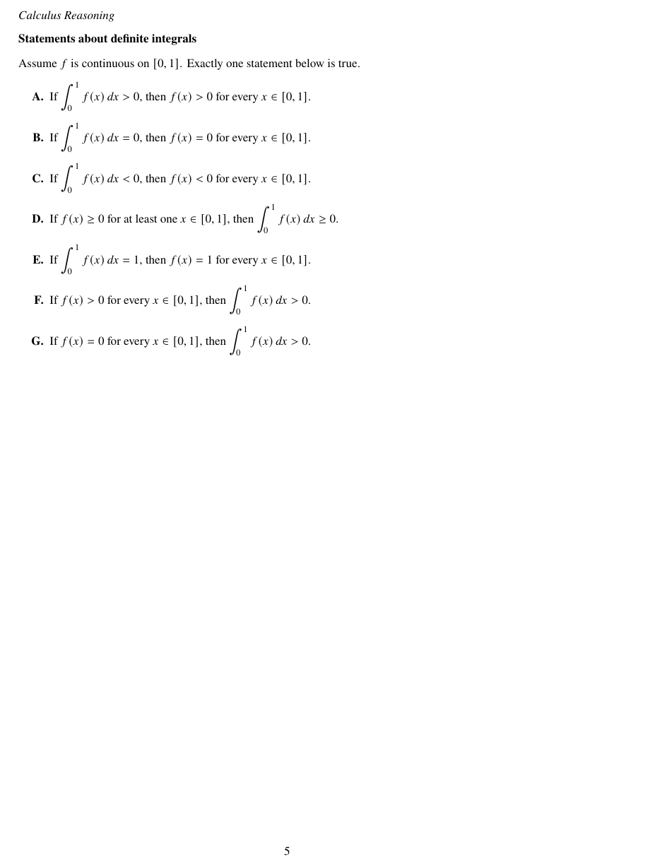 TMUA Statements about definite integrals question