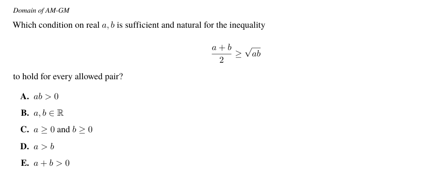 TMUA Domain of AM-GM question