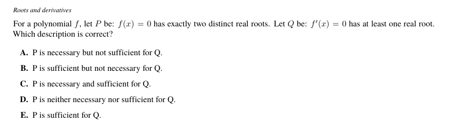 TMUA Roots and derivatives question