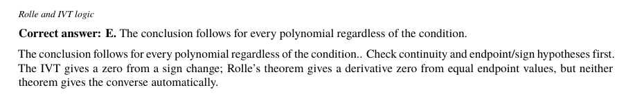 Worked solution for Rolle and IVT logic