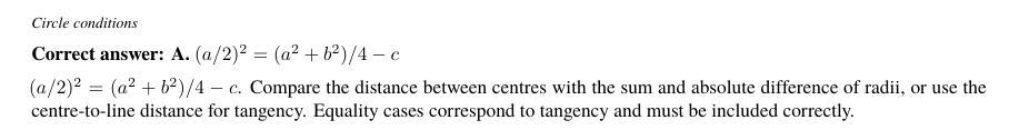 Worked solution for Circle conditions